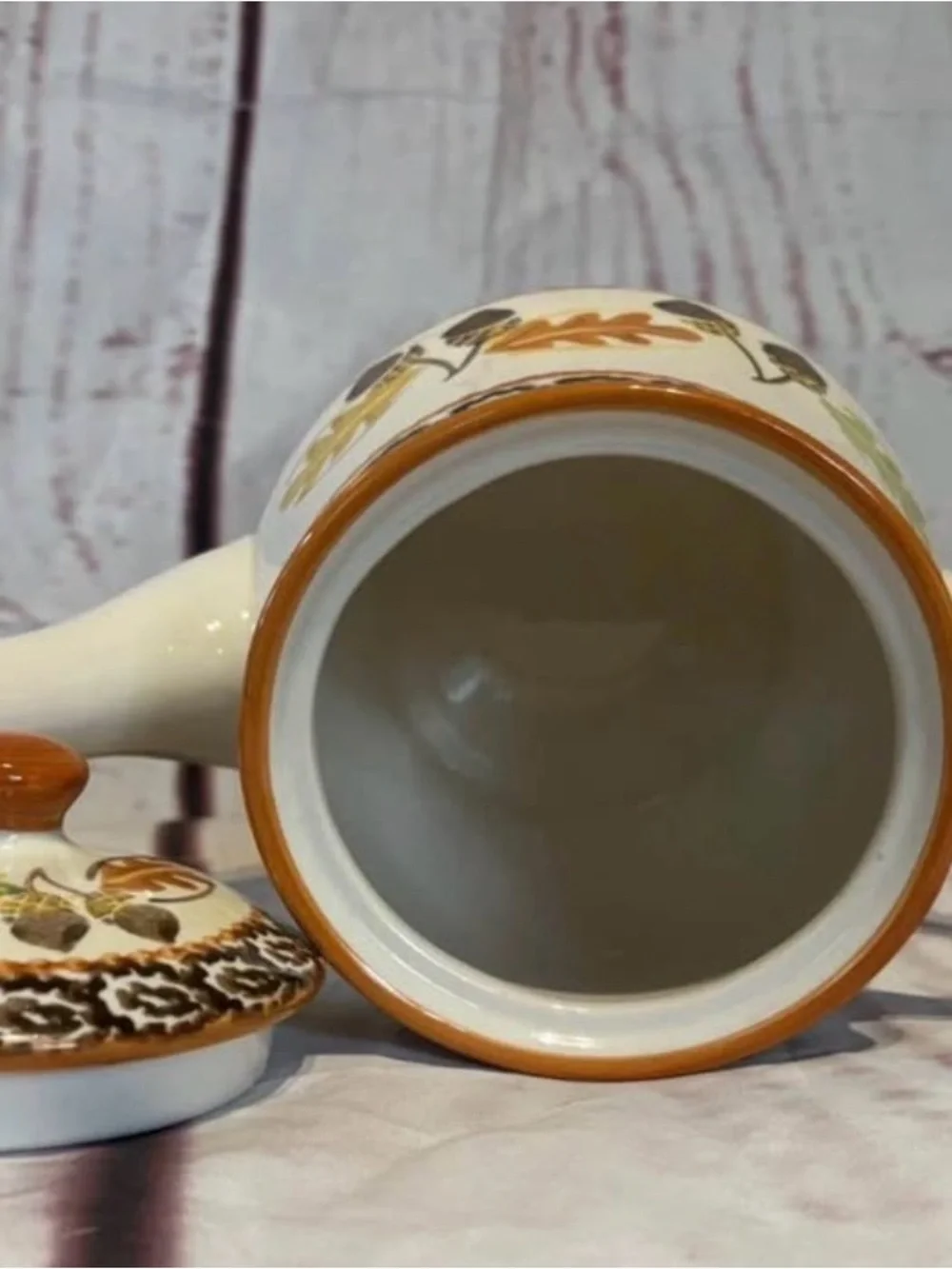 Temp-tations by Tara , Ceramic Teapot with Autumn Leaf & Acorn Motif - Brown